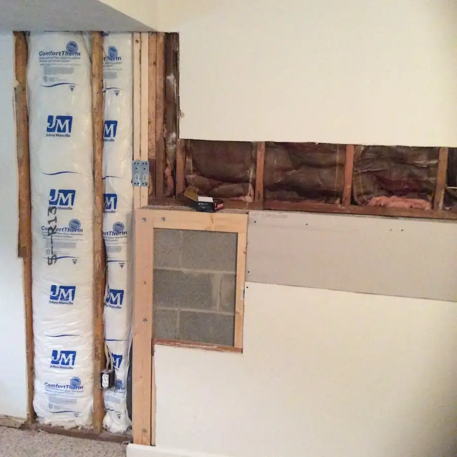 Wall insulation replacement during Basement Flood Cleanup in White Oak
